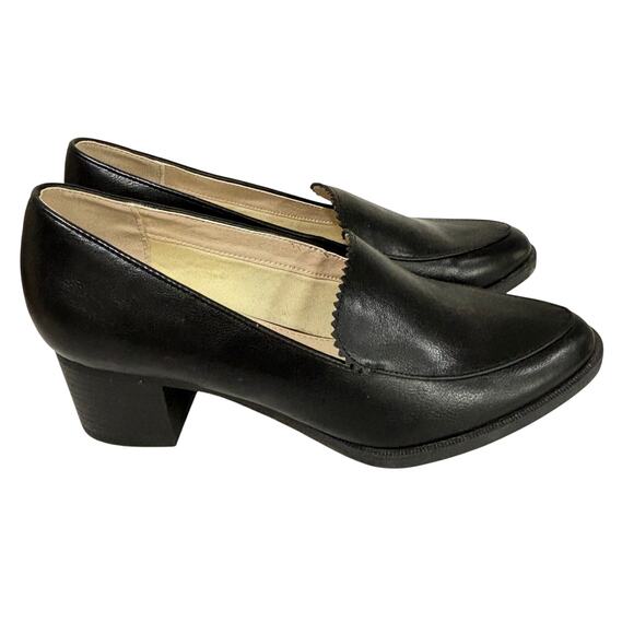 Lauren Blakwell 'Gwen' black leather pumps US 7M mid heel classic career basic - Picture 6 of 10